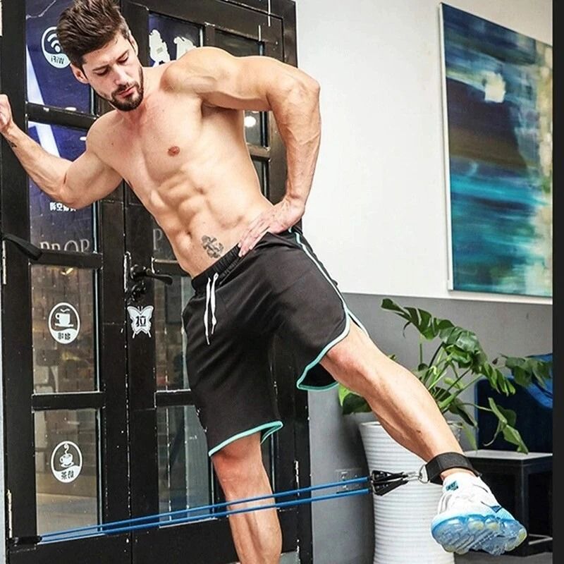 Yoga Pilates Abs Exercise Resistance Band Set Fitness Tube Workout Bands For Strength Flexibility 5