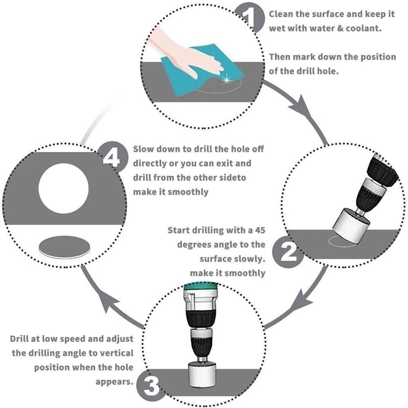 Diamond Hole Saw Drill Bit Set Cutter For Glass Ceramic Porcelain Tile Cutting Tool 5