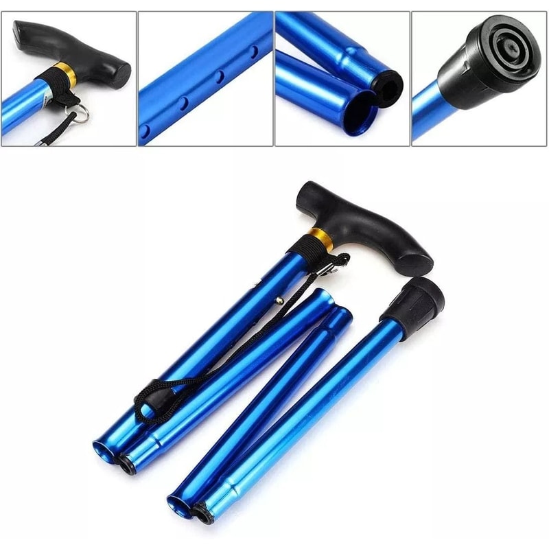 Adjustable Folding Cane Walking Stick Collapsible Travel Hiking Stick Lightweight Aluminum 3