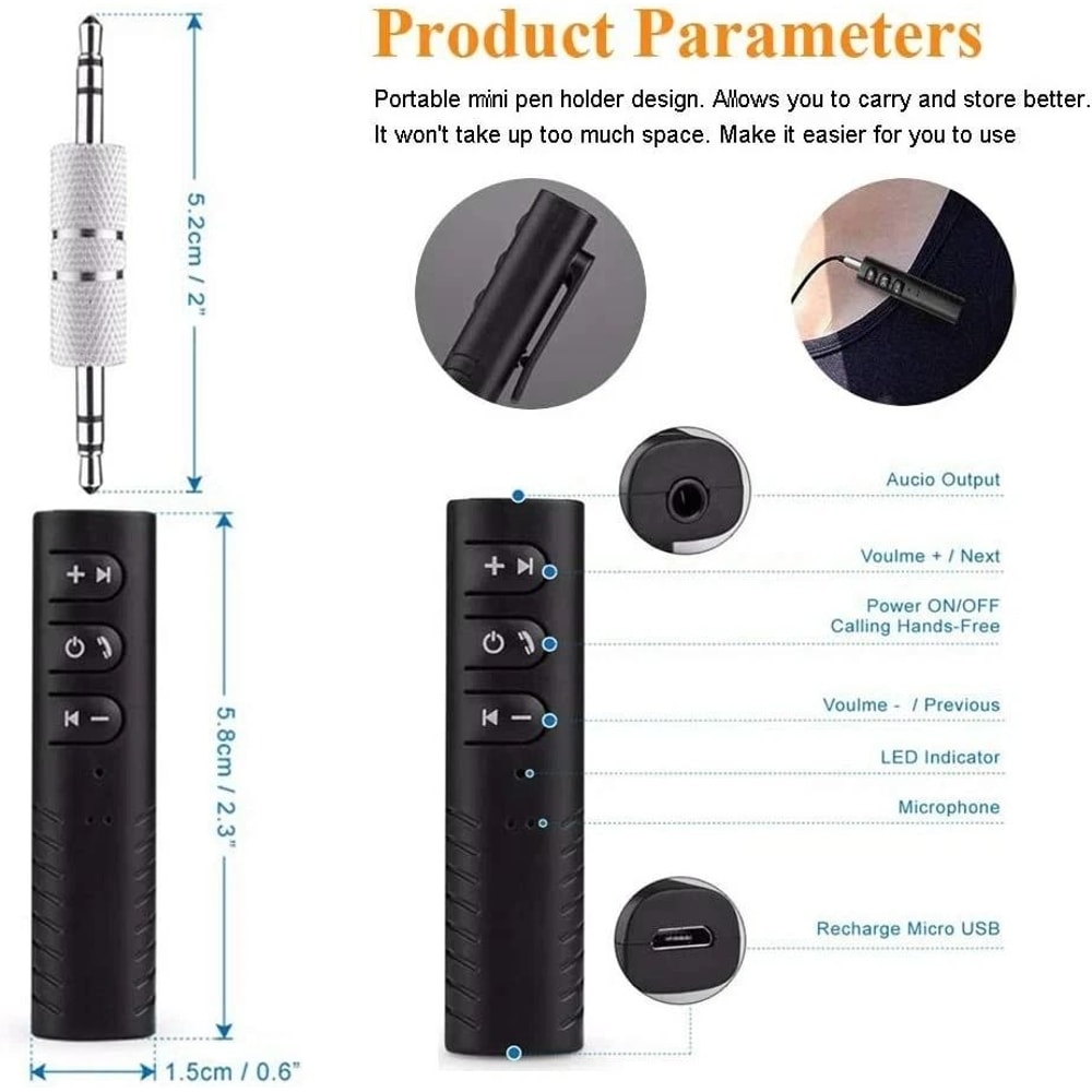Bluetooth Receiver Wireless Audio Stereo Music HandsFree Car Adapter 3