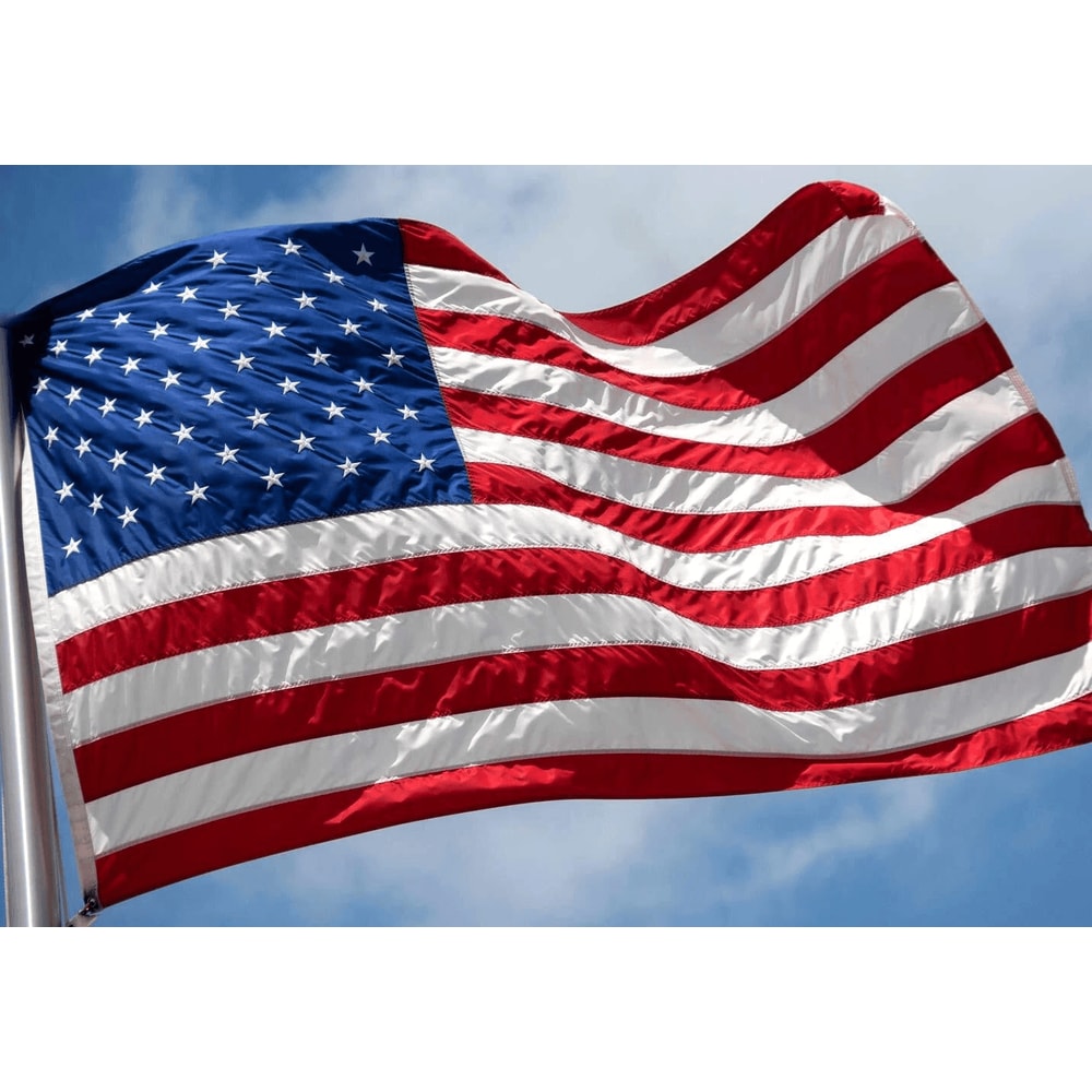 Heavy Duty Luxury US American Flag Embroidered Stars Sewn Stripes Grommets Nylon Premium Quality F 0