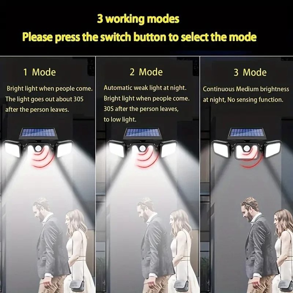 Outdoor Solar Security Light Motion Sensor LED Head Waterproof Lamp For All Seasons 5