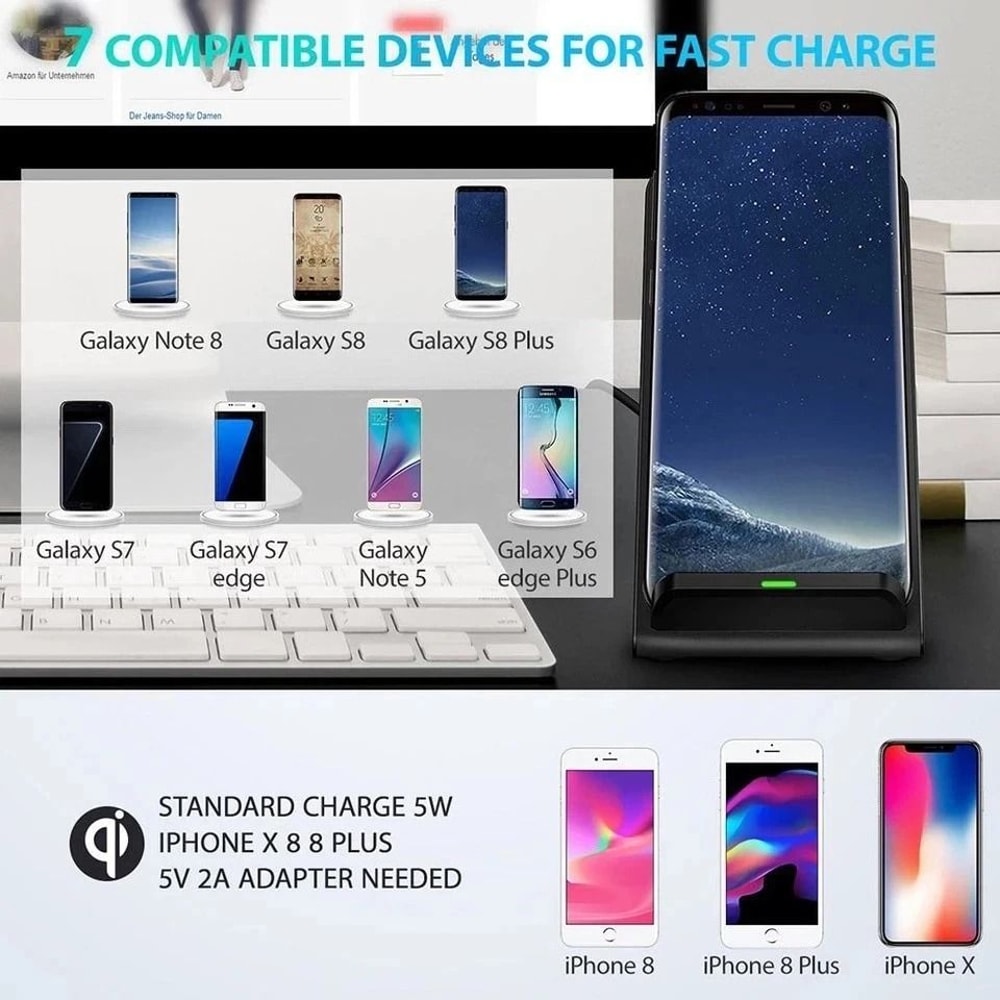 Charging Stand Dock Wireless Fast Charger For IPhone Samsung Galaxy Mobile Phones 3