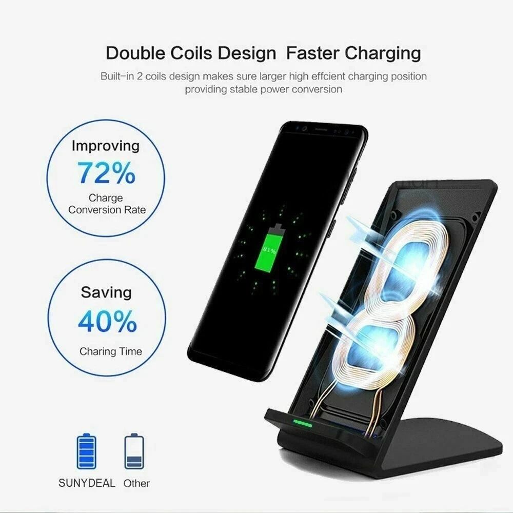 Charging Stand Dock Wireless Fast Charger For IPhone Samsung Galaxy Mobile Phones 12