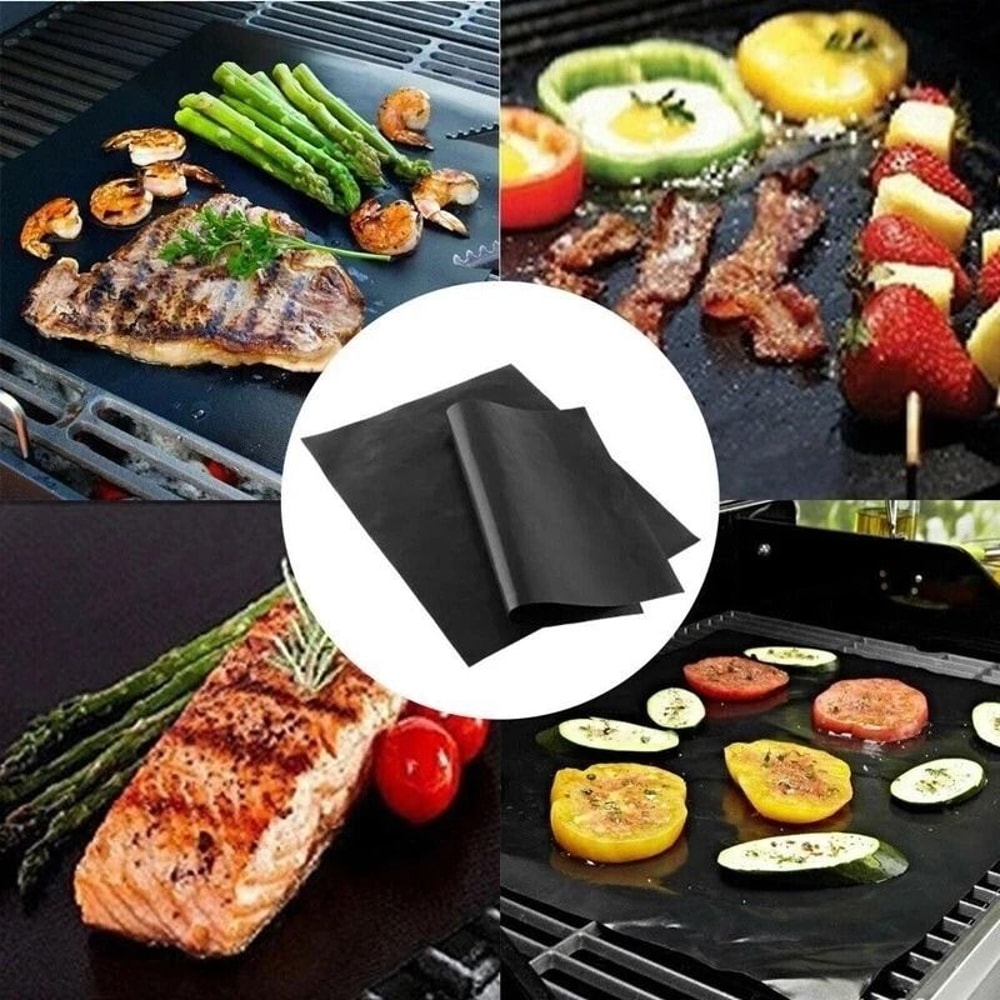 Set Of BBQ Grill Mats Non Stick Reusable Outdoor Cooking And Baking Grilling Mat 0