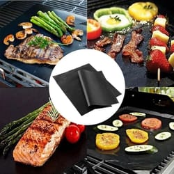 set of bbq grill mats, non stick reusable, outdoor cooking and baking grilling mats