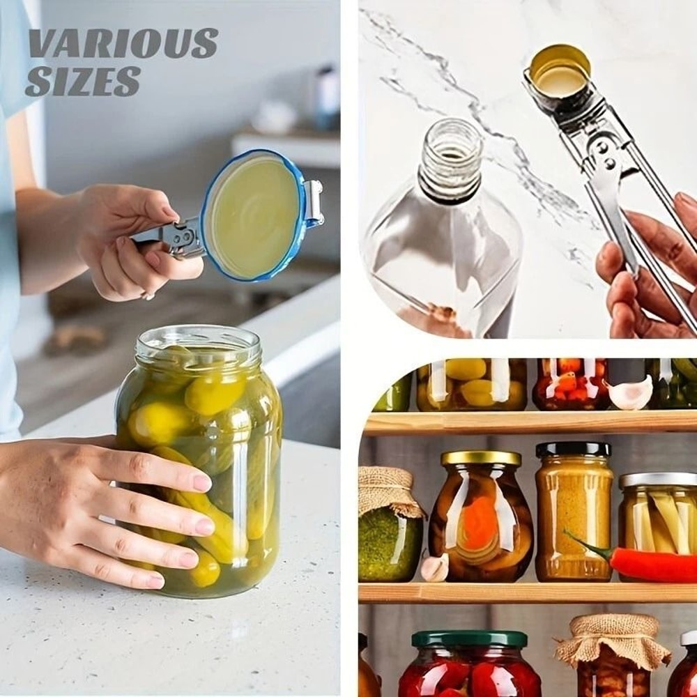 Stainless Steel Can Opener Adjustable Multifunctional Jar Lid Gripper Kitchen Tool For Effortless O 2