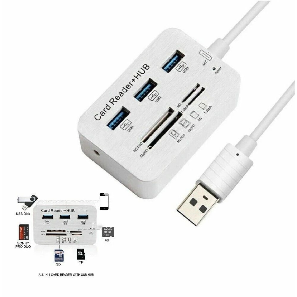 USB Aluminum Hub MS SD M2 TF Multi In Card Reader Adapter 1