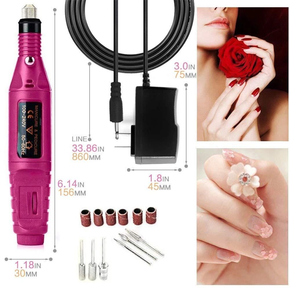 Portable Electric Nail Drill File Manicure Pedicure Kit Acrylic Art File Machine For Nails 9