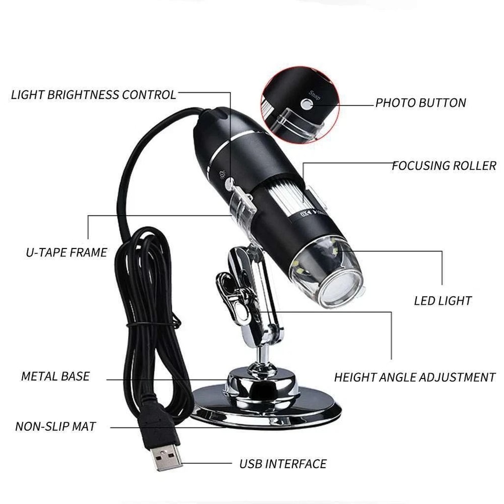HD USB Microscope Zoom LED Digital Magnifier Endoscope Video Camera 14
