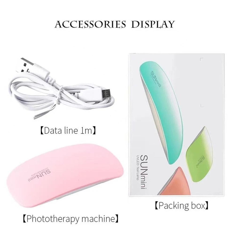 LED Light SUN Mini Nails Lamp Portable UV Nail Dryer For Gel Nails 6W 5