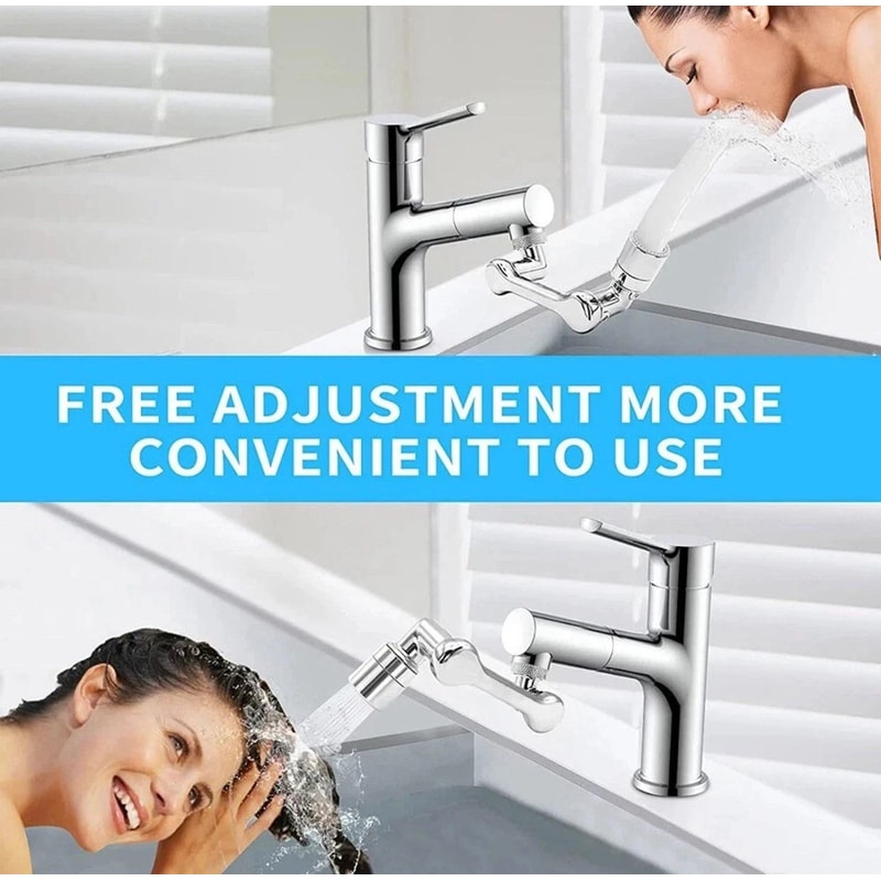 Universal Swivel Spray Faucet Extender Arm Extension Rotate Robotic Tap For Easy Reach 9