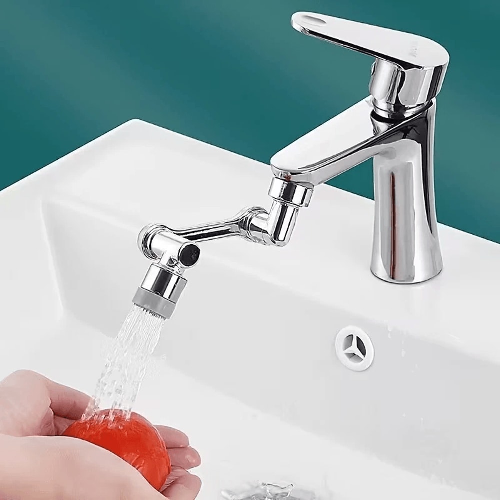 Universal Swivel Spray Faucet Extender Arm Extension Rotate Robotic Tap For Easy Reach 0