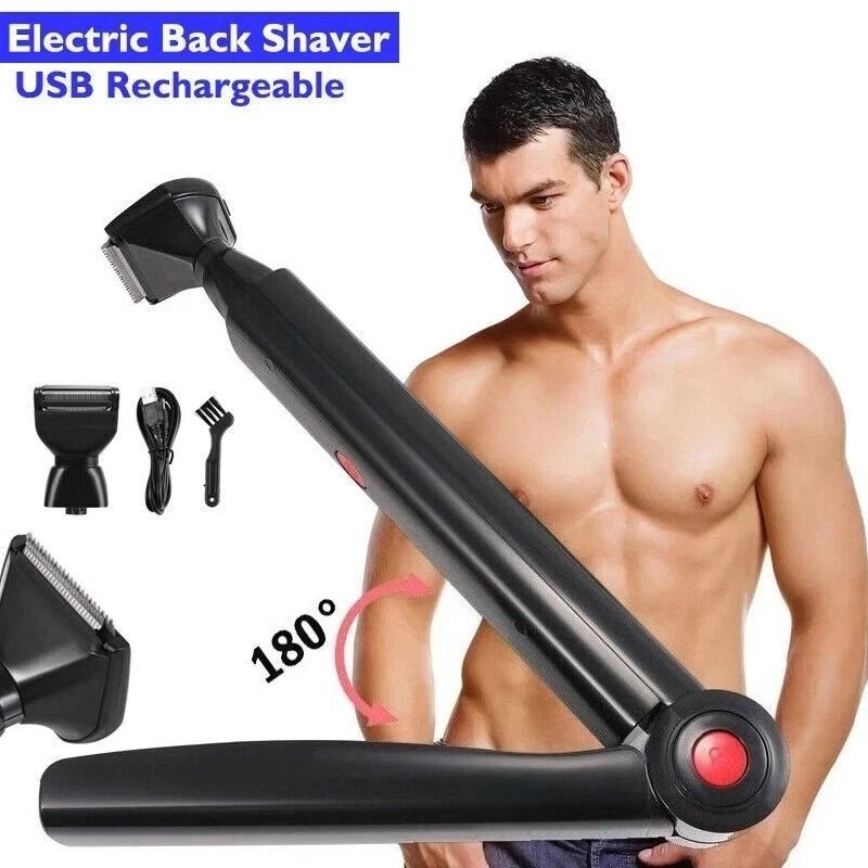 Electric Back Shaver For Men Long Handle Body Hair Removal Razor USB Recharge 1