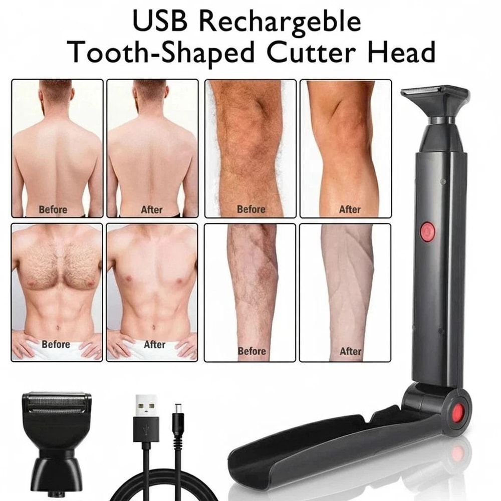 Electric Back Shaver For Men Long Handle Body Hair Removal Razor USB Recharge 12
