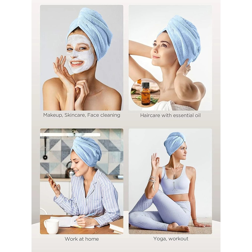 QuickDrying Towel Bath Hat Coral Fleece Shower Cap With Portable Elastic Band For Convenience 5