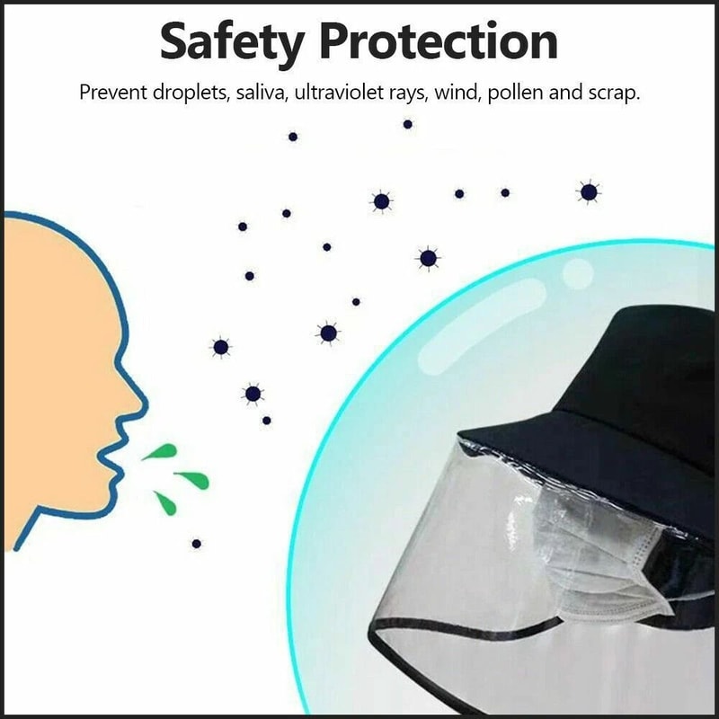 Windproof Fisherman Hat Protective Clear Full Face Antidust Saliva Shield 1