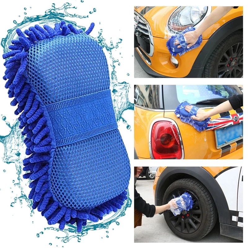 Microfiber Car Wash Towel Auto Hand Gloves Coral Sponge Cleaning Tool 4