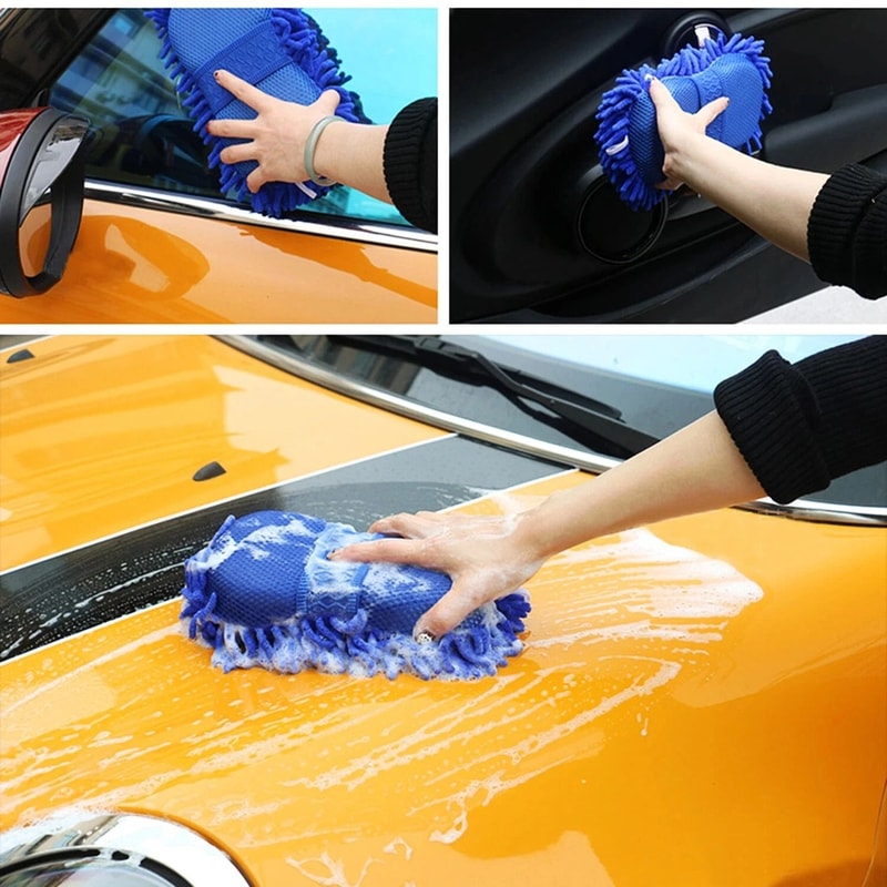 Microfiber Car Wash Towel Auto Hand Gloves Coral Sponge Cleaning Tool 6