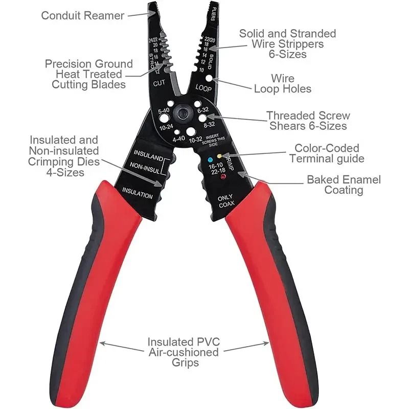 MultiTool Pliers For Wire Cable Screws Stripping Crimping Cutting Snipping 4