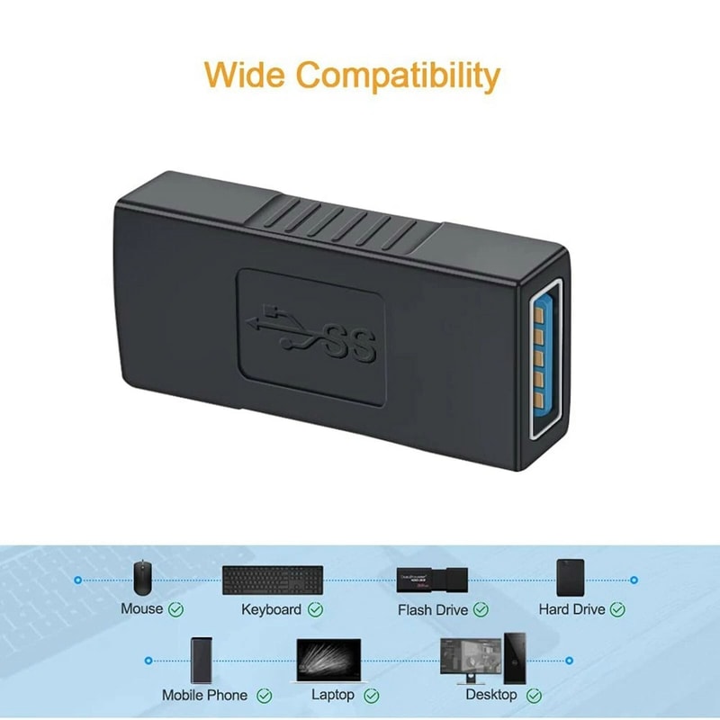 USB Type A Female To Female Adapter Gender Changer Coupler Connector 3