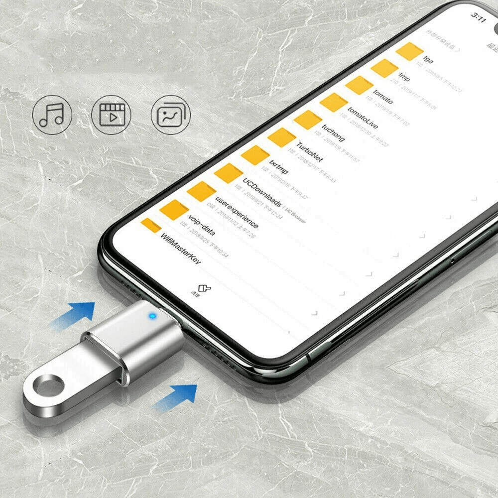 USBC Male To USB A Female Adapter Converter For OTG Type C Android Phones With LED 1
