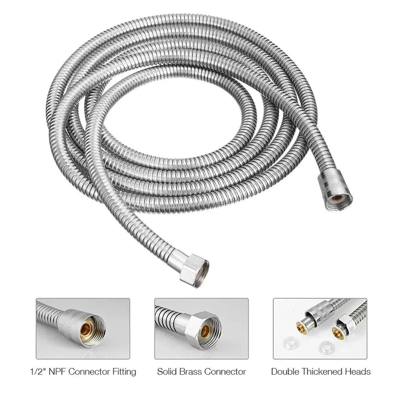 High Pressure Adjustable Chrome Long Shower Hose For Head Handheld Spray 2