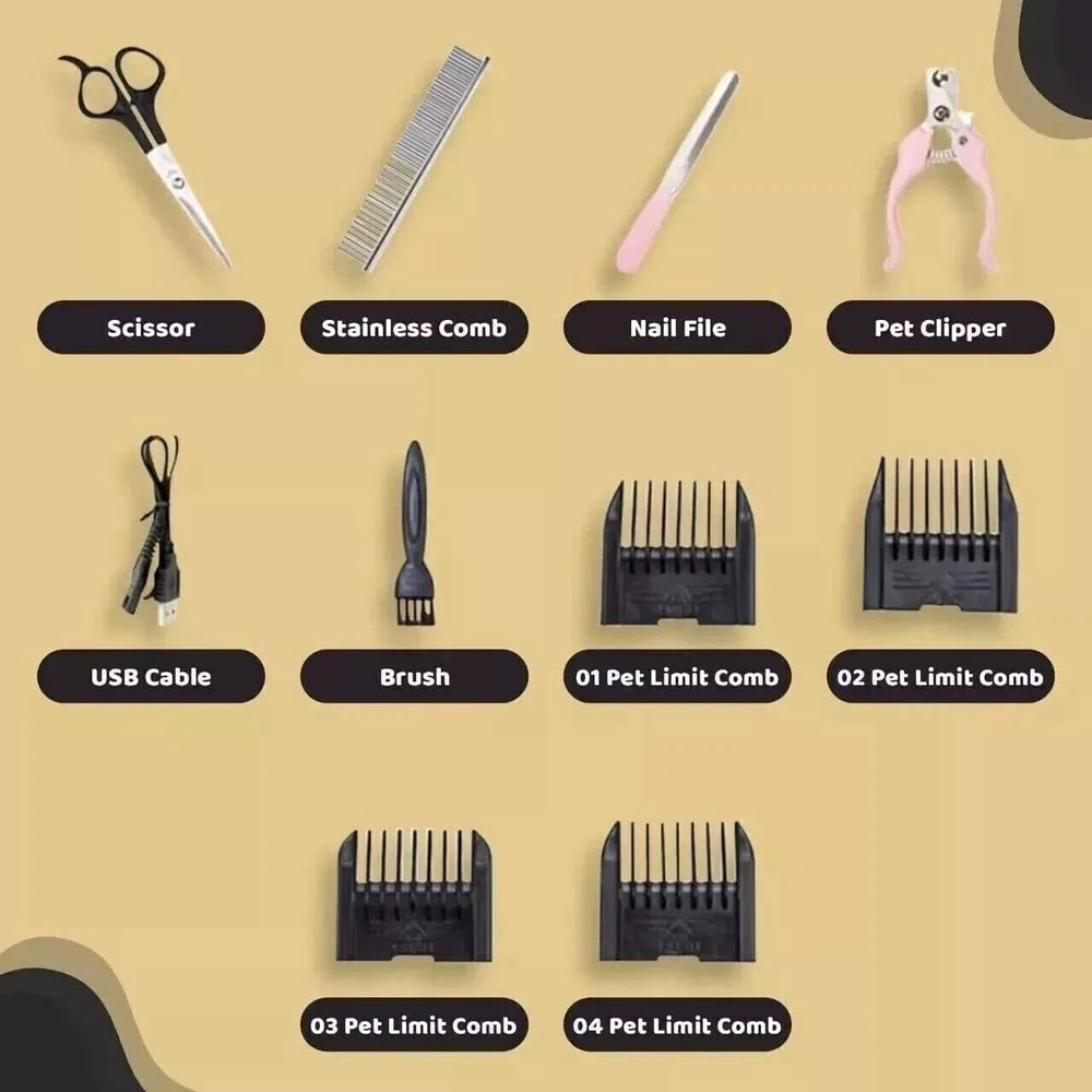 Rechargeable Dog Cat Grooming Kit Cordless Electric Hair Clipper Trimmer Set For Professional Groom 3