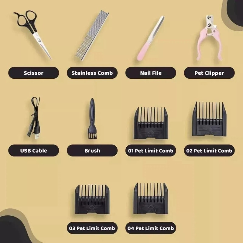 Rechargeable Dog Cat Grooming Kit Cordless Electric Hair Clipper Trimmer Set For Professional Groom 3