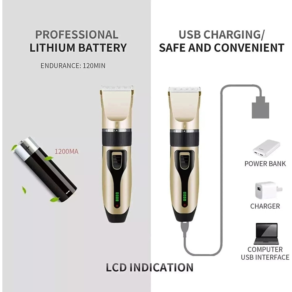 Rechargeable Dog Cat Grooming Kit Cordless Electric Hair Clipper Trimmer Set For Professional Groom 4