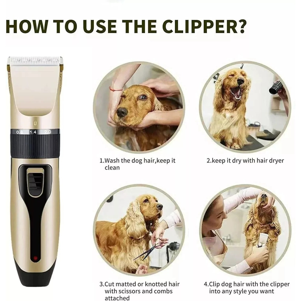 Rechargeable Dog Cat Grooming Kit Cordless Electric Hair Clipper Trimmer Set For Professional Groom 6