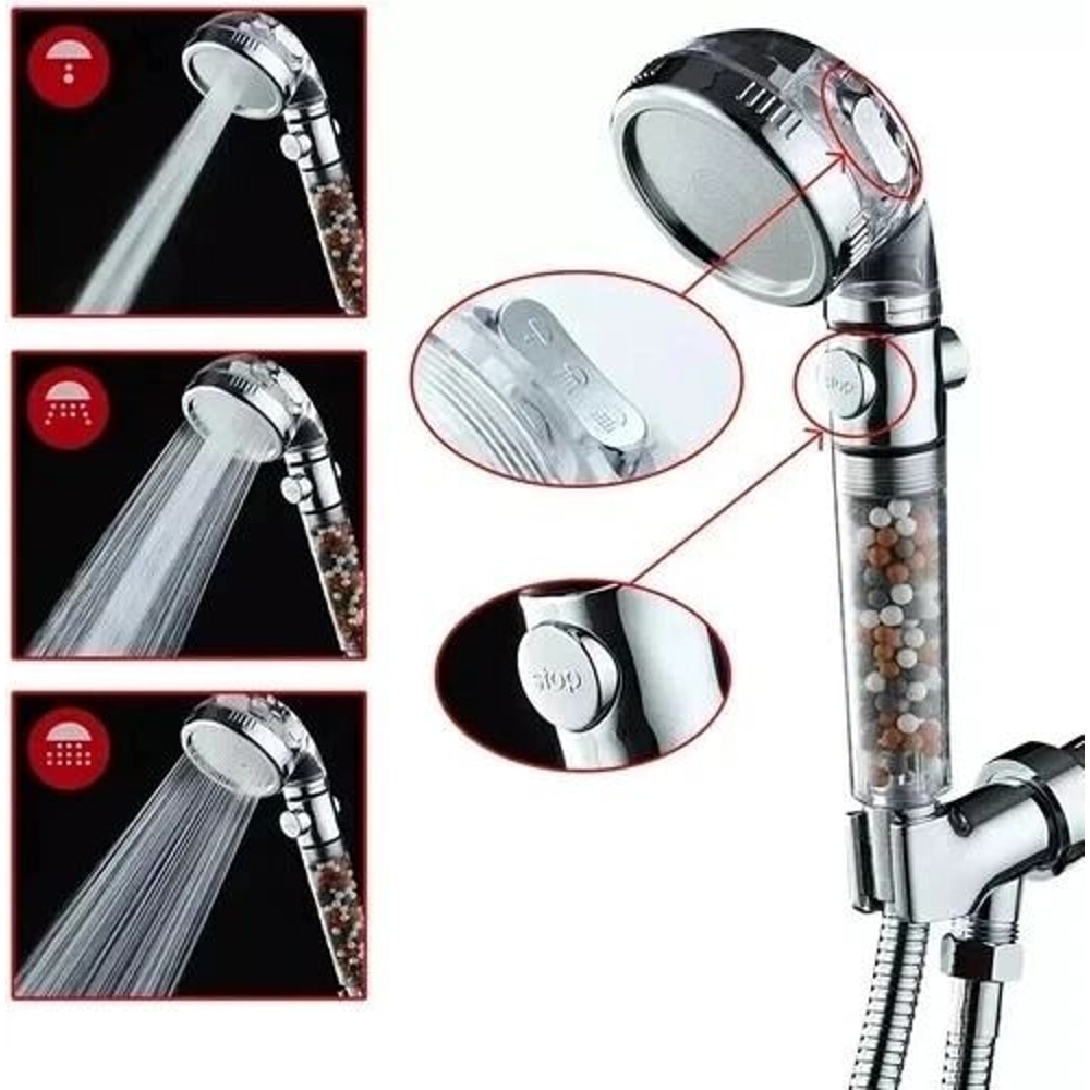 Handheld Shower Head With 3 Settings High Pressure Shower Spray Adjustable 3