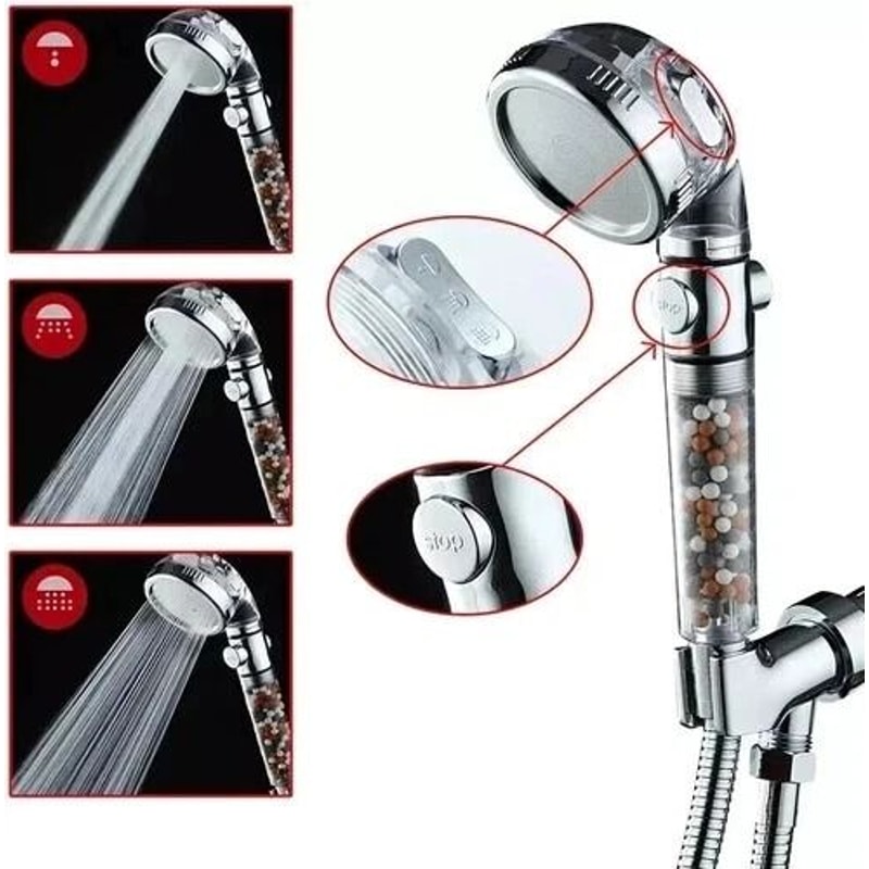 Handheld Shower Head With 3 Settings High Pressure Shower Spray Adjustable 3