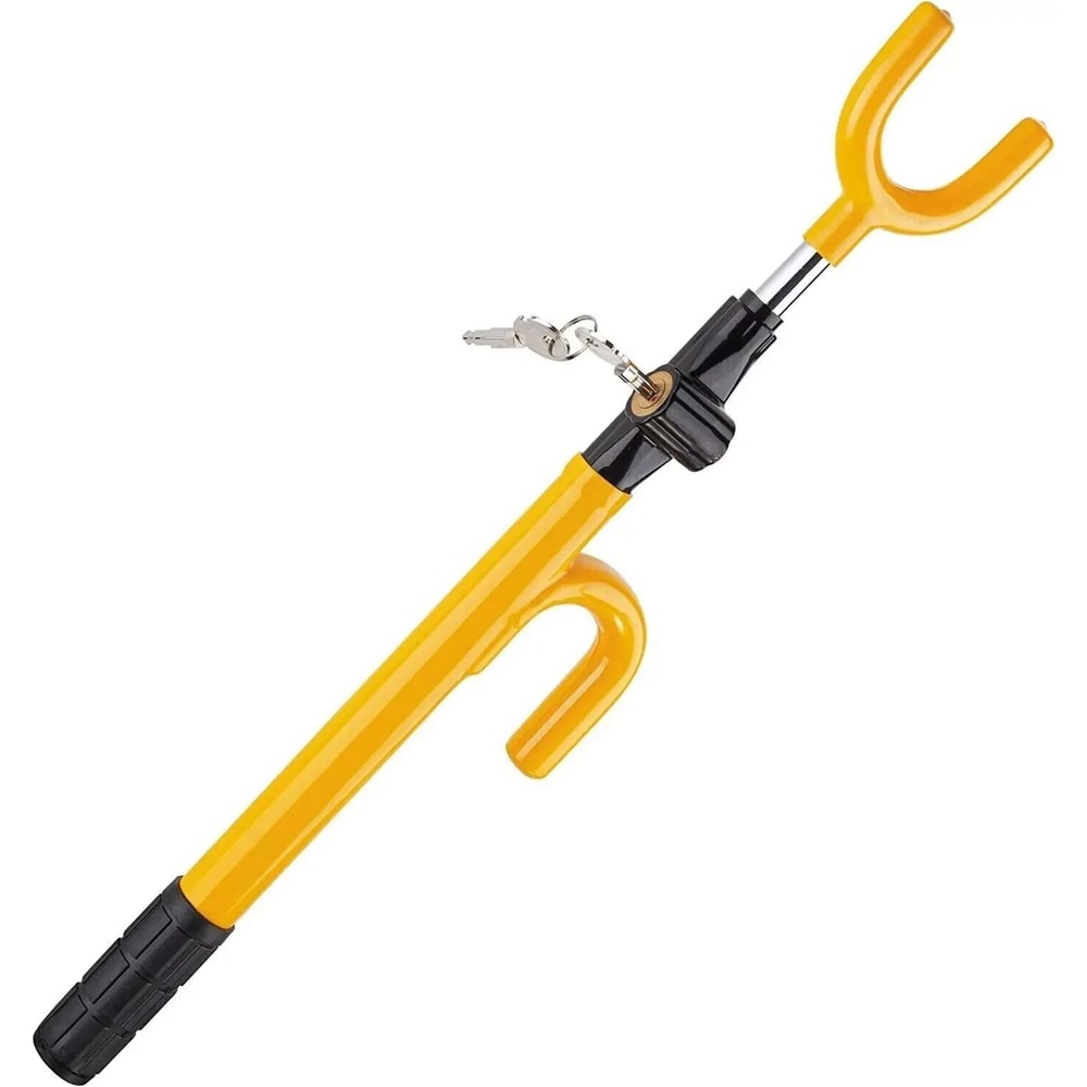 Twin Hooks Anti Theft Steering Wheel Lock Club Universal Car Van Truck Yellow Protection 2