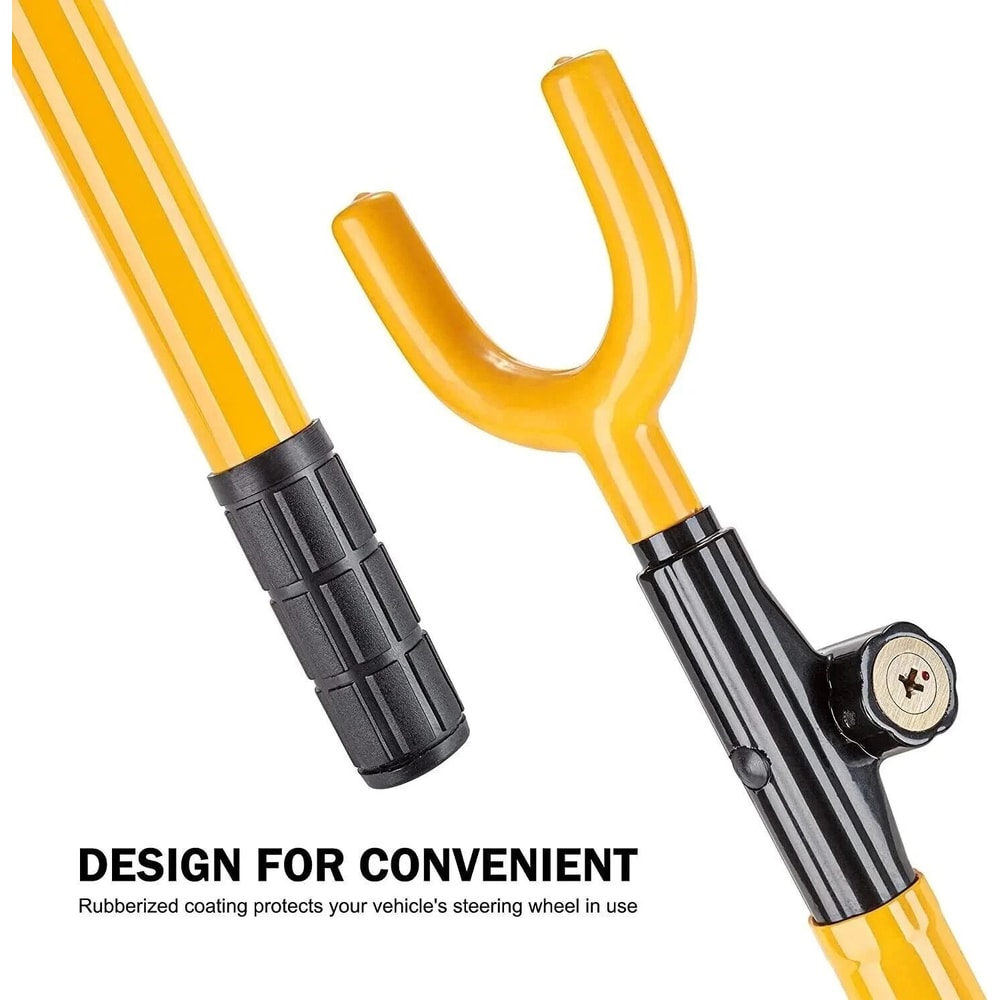 Twin Hooks Anti Theft Steering Wheel Lock Club Universal Car Van Truck Yellow Protection 4