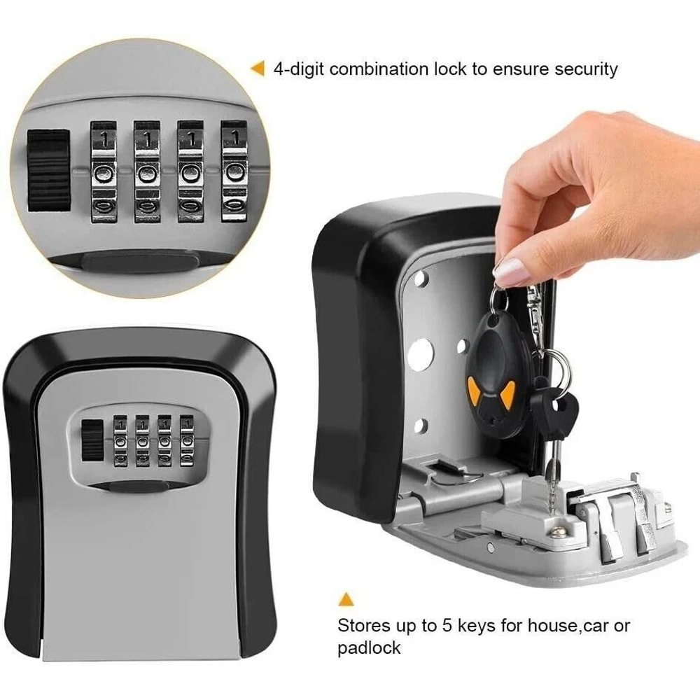 Combination Wall Mount Key Lock Box 4 Digit Key Safe Lock Box Security Storage Case ABS 1