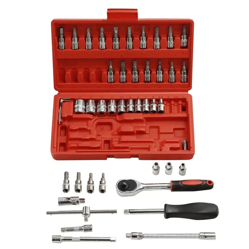 Drive Ratchet Socket Wrench Set Metric Kit For Garage Car Repair Tool And DIY Maintenance 9