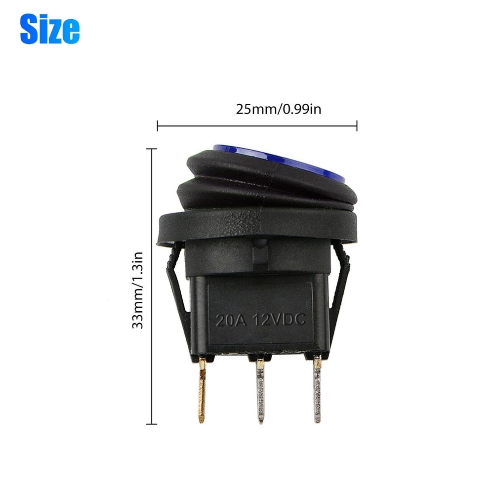 20A Car Auto Boat Toggle Switch M1 Red LED Light 12V Round Rocker Waterproof Design 3