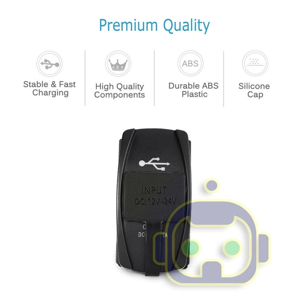 Carling ARB Rocker Switch Dual USB Power Charger Blue LED Light Car Boat Marine Power 3