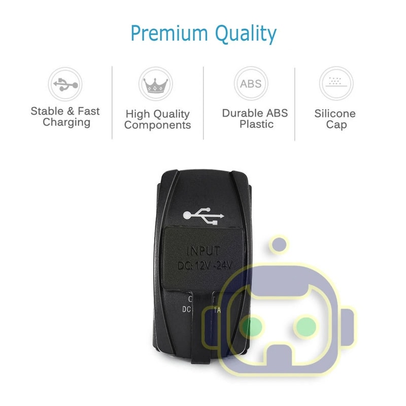 Carling ARB Rocker Switch Dual USB Power Charger Blue LED Light Car Boat Marine Power 3