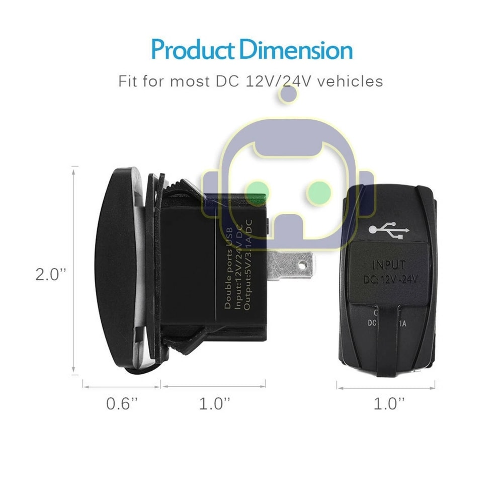 Carling ARB Rocker Switch Dual USB Power Charger Blue LED Light Car Boat Marine Power 9