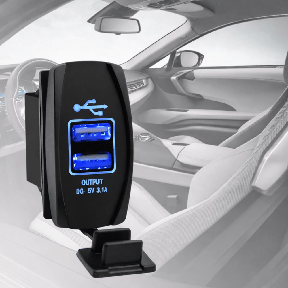 Carling ARB Rocker Switch Dual USB Power Charger Blue LED Light Car Boat Marine Power 0