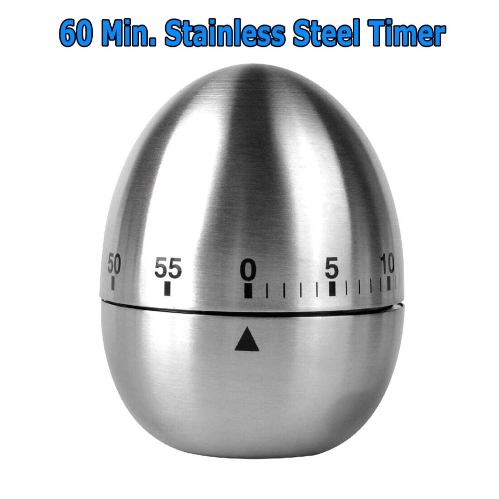 Satin Metal Egg Timer 60 Minute Kitchen Timer Alarm Cooking Kids Gift Learning 2