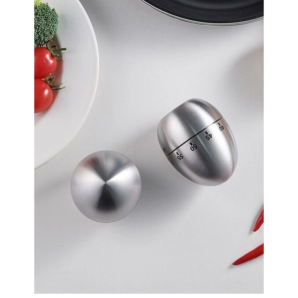 Satin Metal Egg Timer 60 Minute Kitchen Timer Alarm Cooking Kids Gift Learning 1