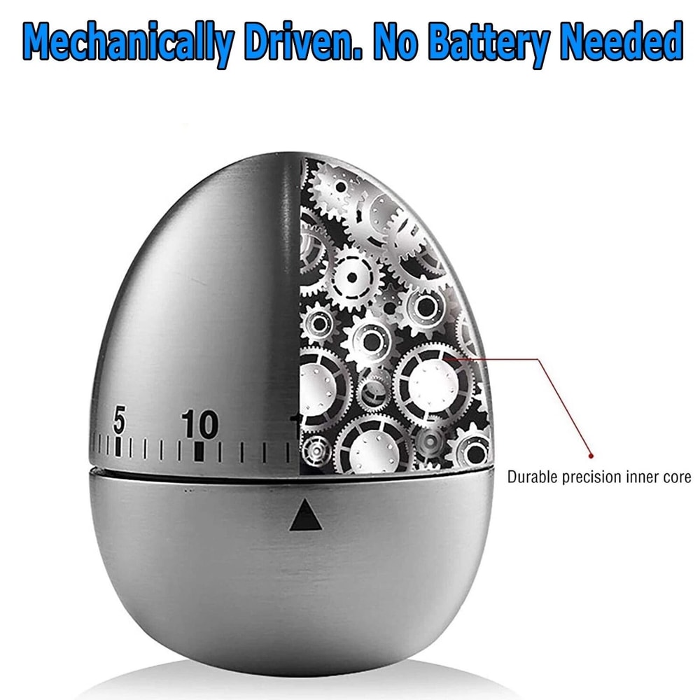 Satin Metal Egg Timer 60 Minute Kitchen Timer Alarm Cooking Kids Gift Learning 3