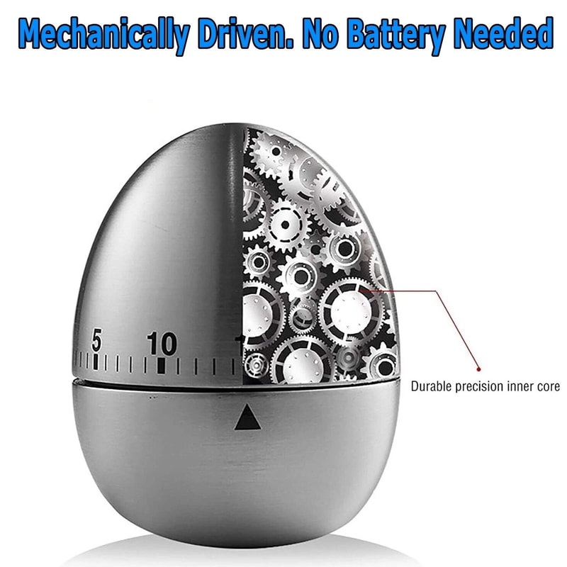 Satin Metal Egg Timer 60 Minute Kitchen Timer Alarm Cooking Kids Gift Learning 3