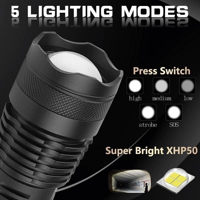LED Tactical Flashlight SuperBright And Rechargeable Battery Included 4