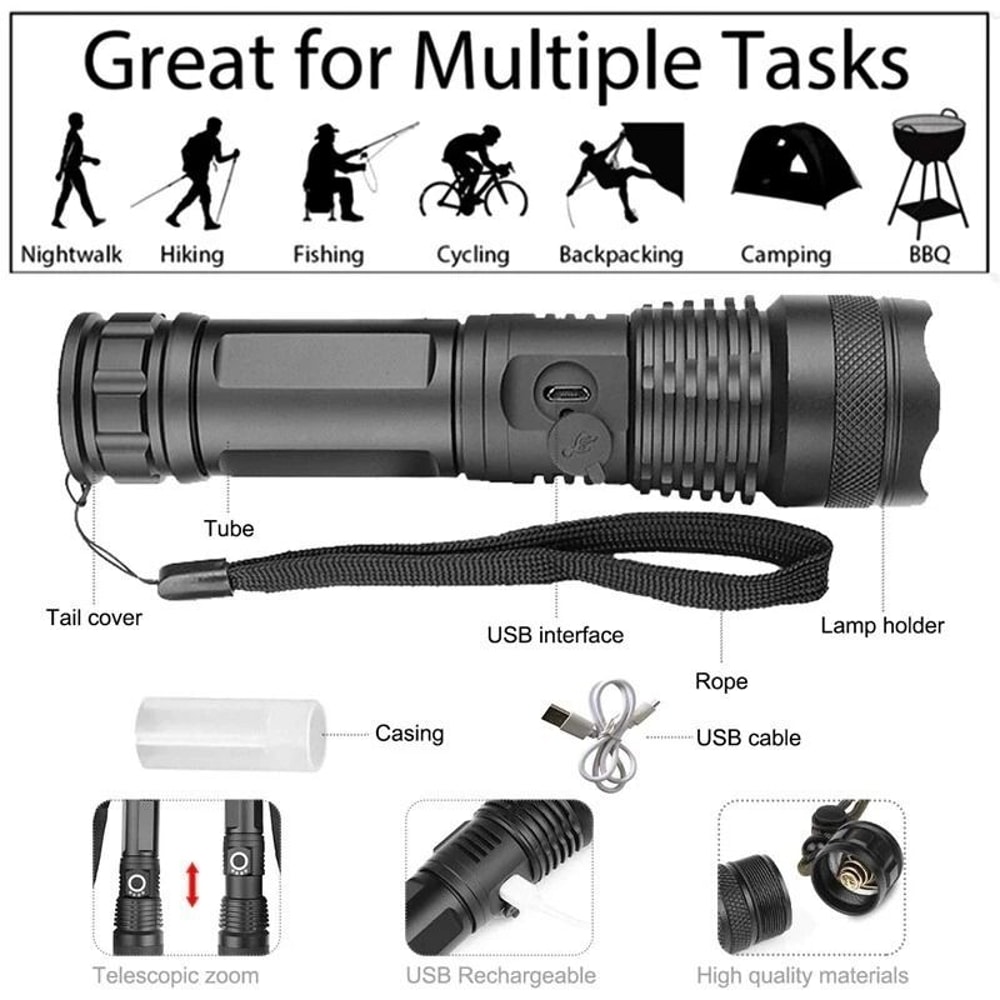 LED Tactical Flashlight SuperBright And Rechargeable Battery Included 5