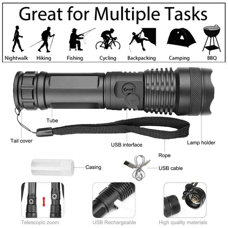 LED Tactical Flashlight SuperBright And Rechargeable Battery Included 5