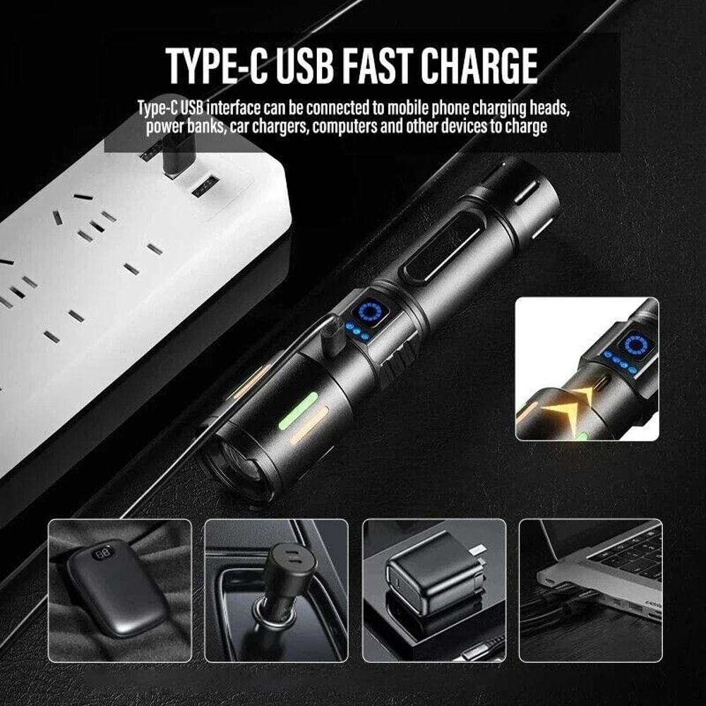 Rechargeable LED Work Light Lumen Super Bright Tactical Flashlight For Outdoor Adventures 4